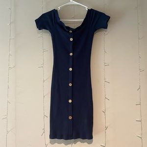 Navy Bleu Womens Body-con Dress Button Up